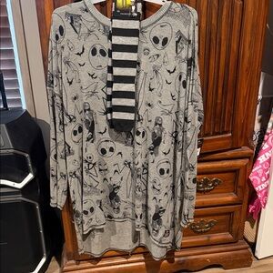 Disney Gray Nightmare Before Christmas Long Sleeve Shirt